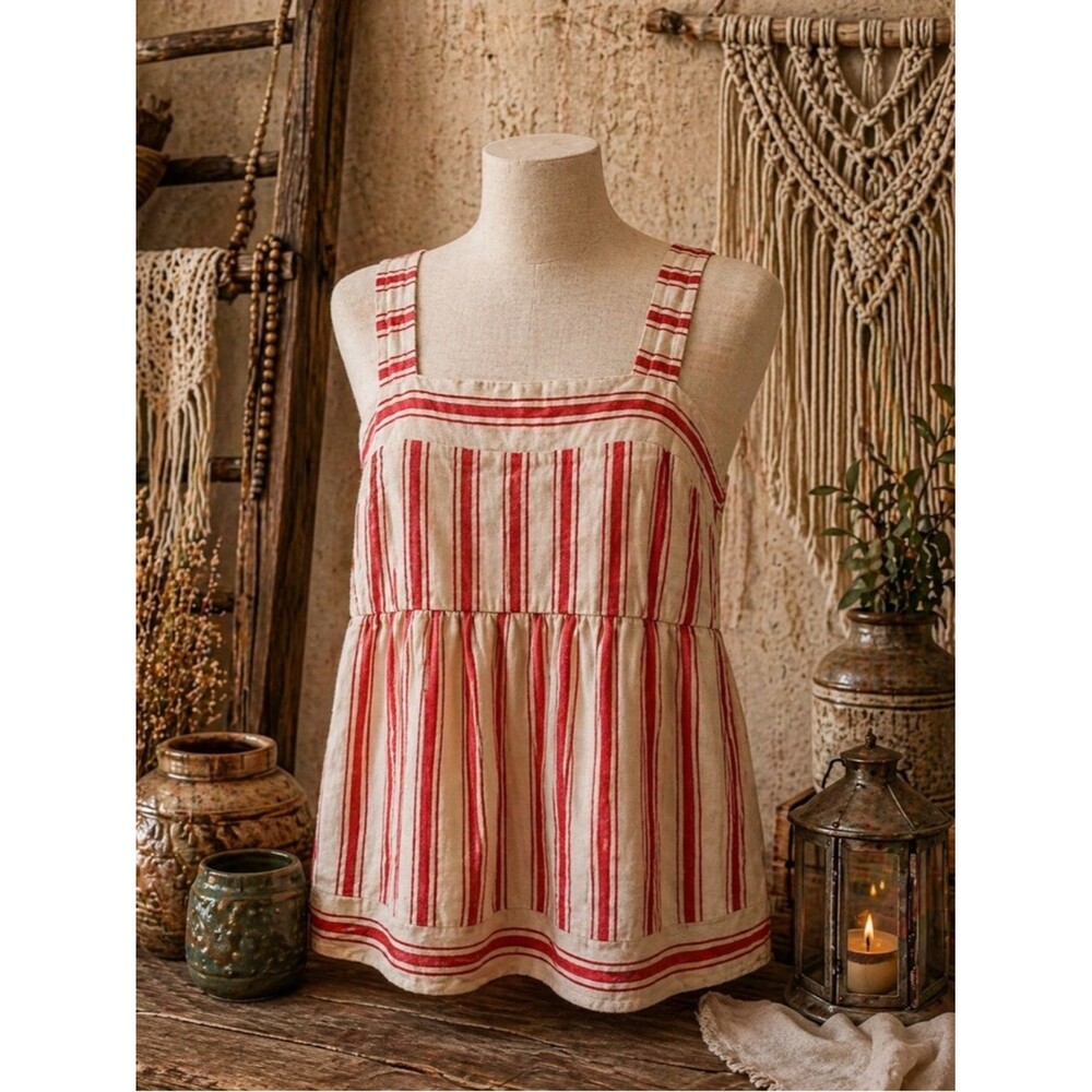 Cabi Anthropologie‎ Brunch Top #6102 Awning Striped Linen Cotton Blend Medium